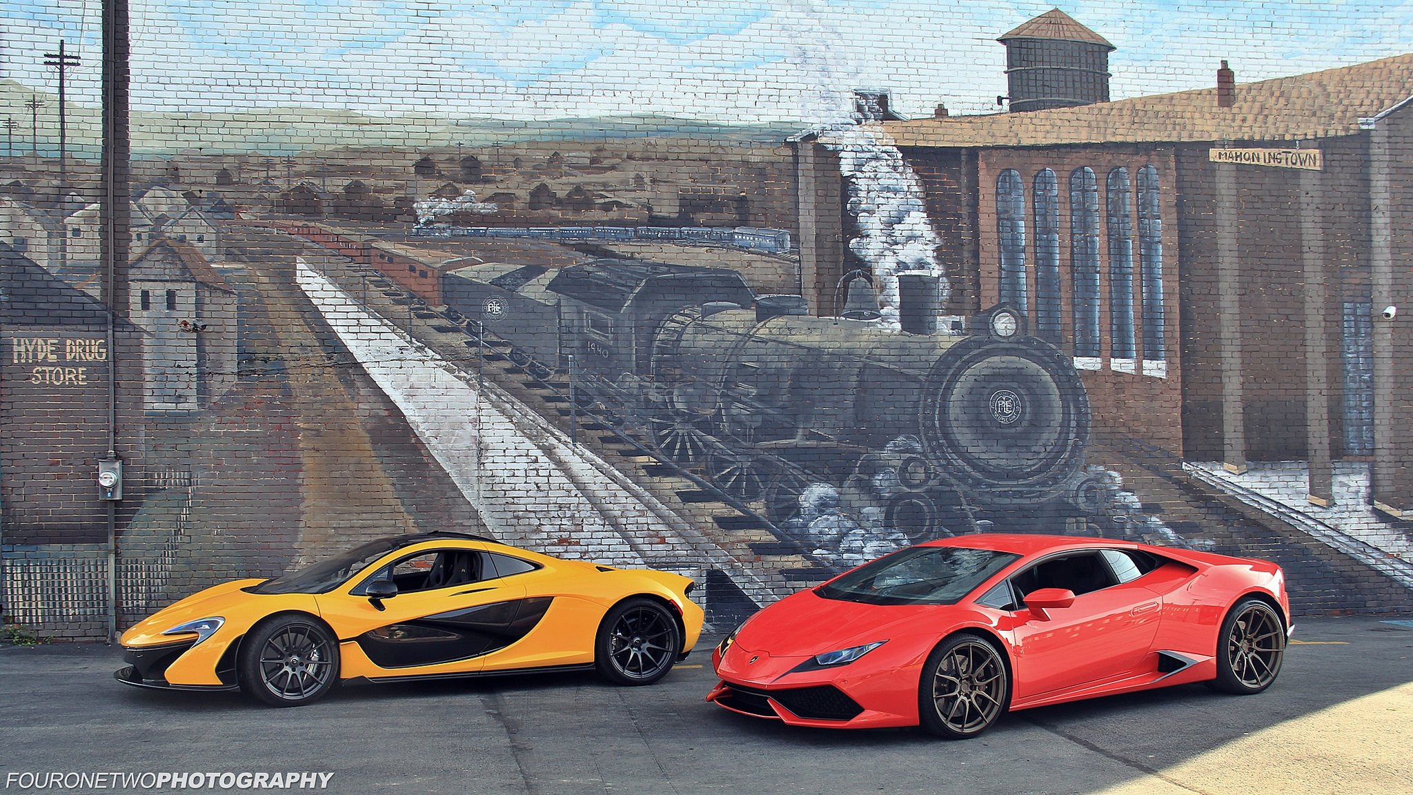 mclaren p1 lamborghini huracán pared dibujo tren locomotora de vapor