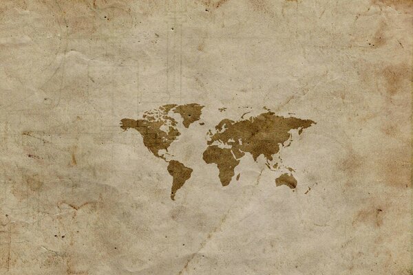 Mapa del mundo en tonos beige-marrón