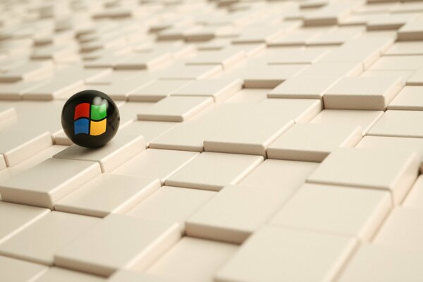 Caja de rectángulo con bola (logotipo de windows)