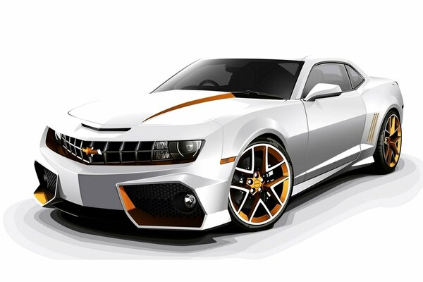 Chevrolet Camaro blanco sobre fondo blanco
