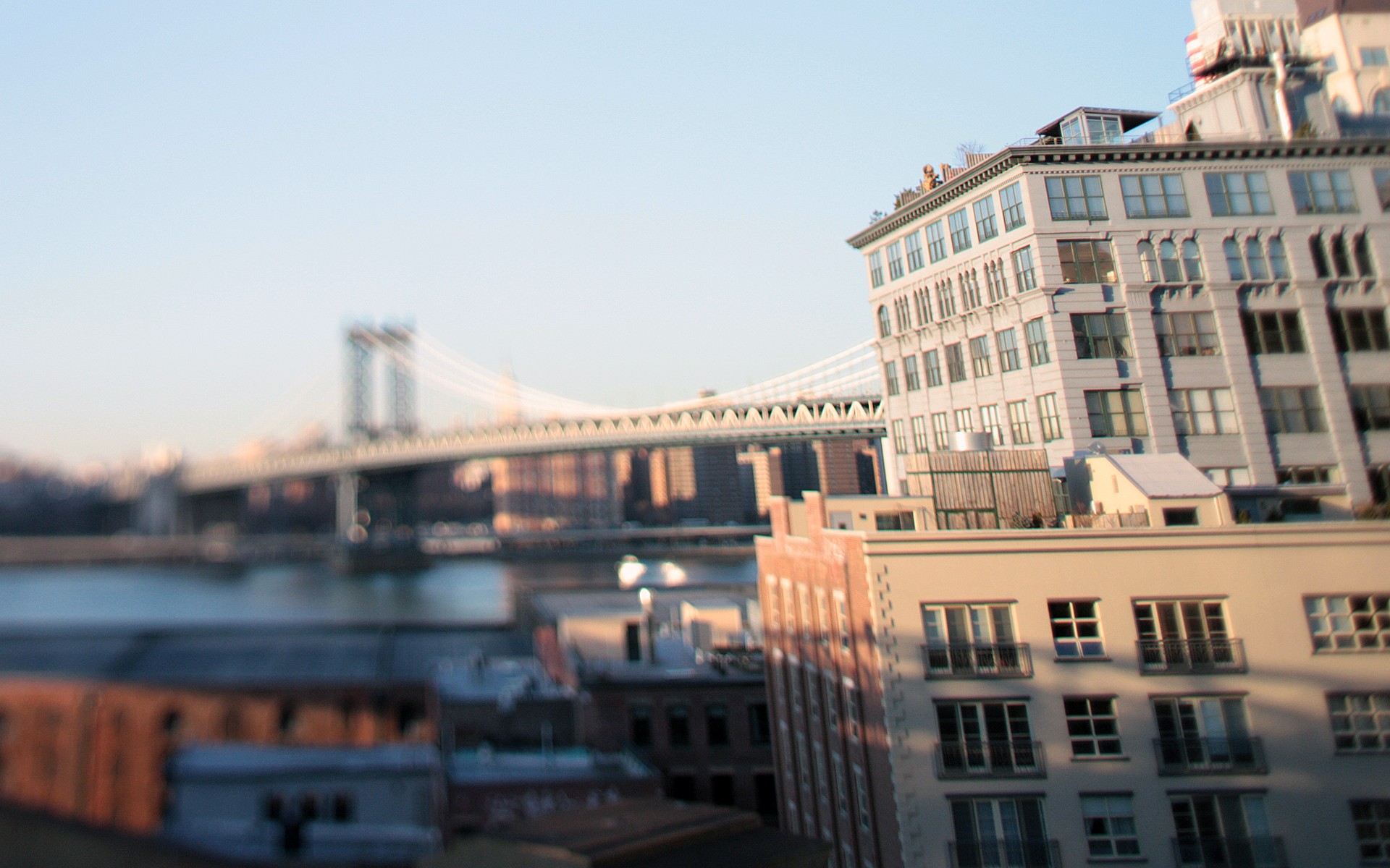 puente de brooklyn nueva york con cambio e inclinación
