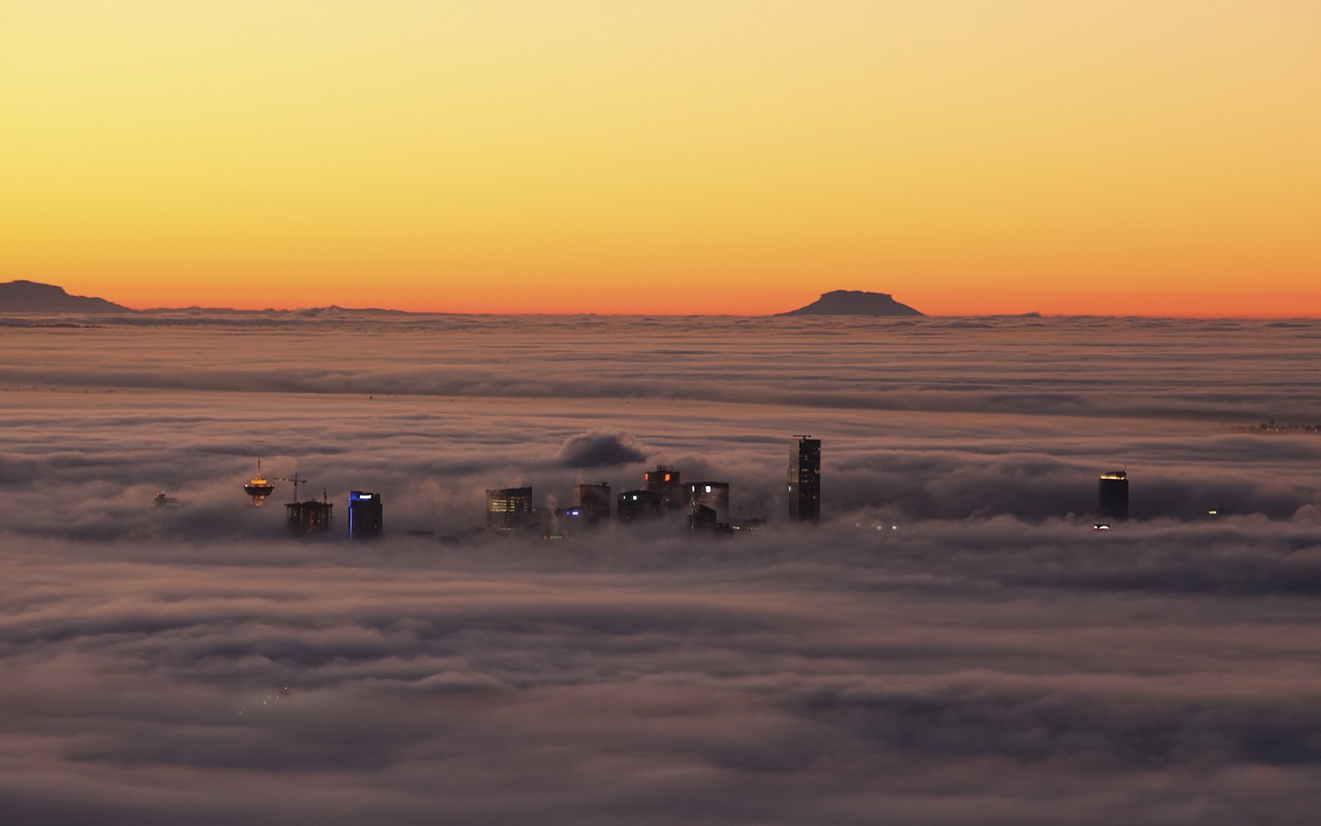 puesta del sol casas nubes canadá niebla vancouver cielo horizonte puesta del sol rascacielos luces