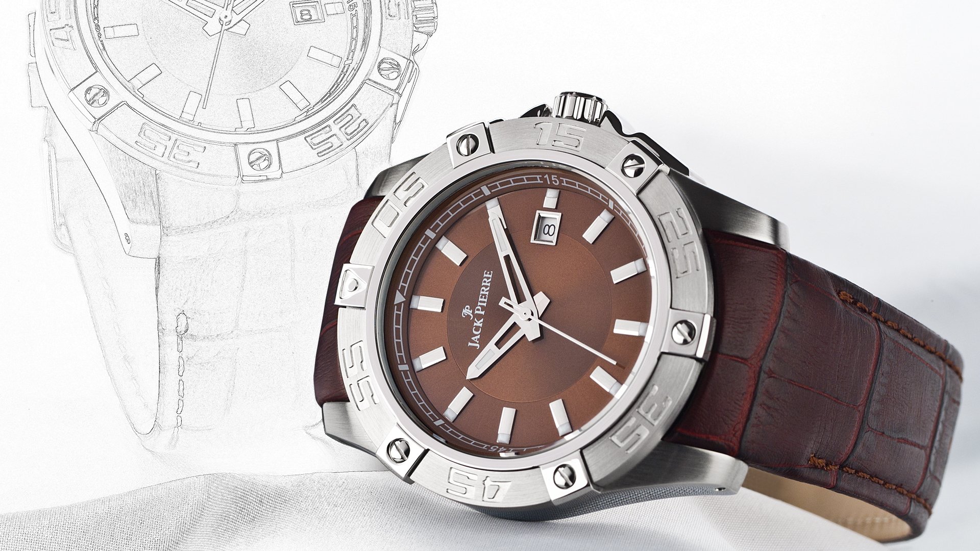 reloj marrón cuero de costura