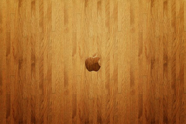 Logotipo de Apple sobre fondo de madera