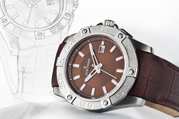 Reloj de pulsera para hombre Jack Pierre: blanco y marrón