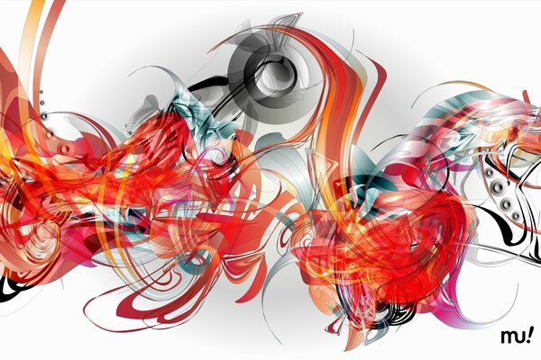 Abstracción con líneas y curvas en un estilo musical