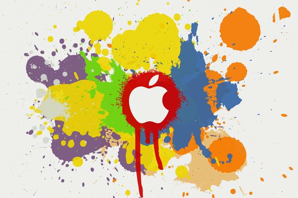 Logotipo de Apple mac en el fondo de manchas de color