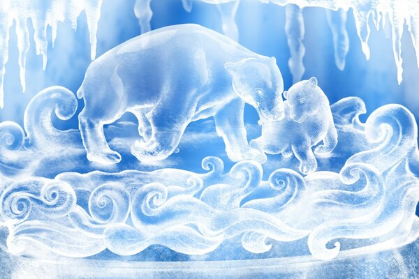 Escultura de osos de hielo