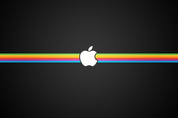 Logotipo de Apple sobre fondo negro con arco iris