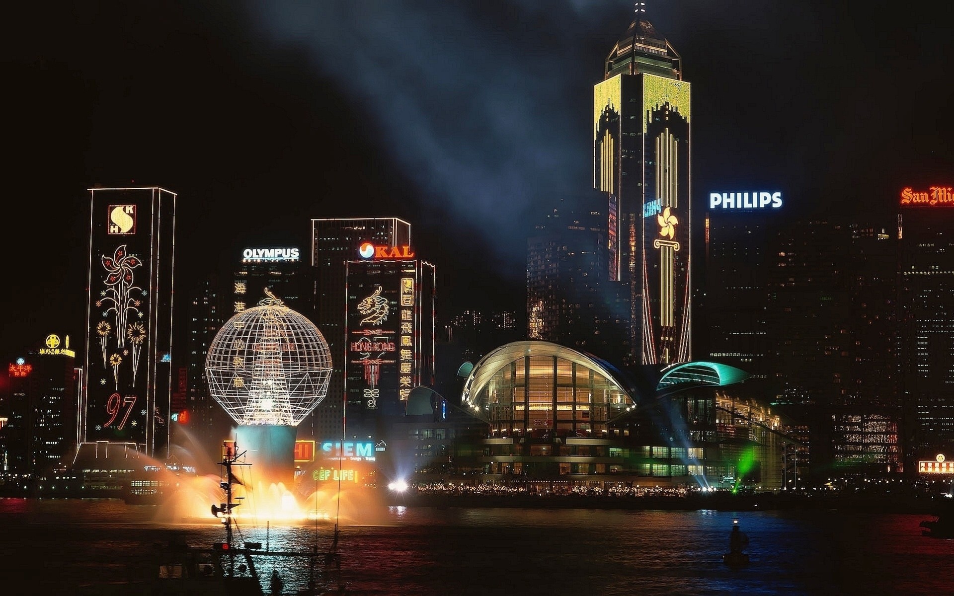 luces noche hong kong ciudad