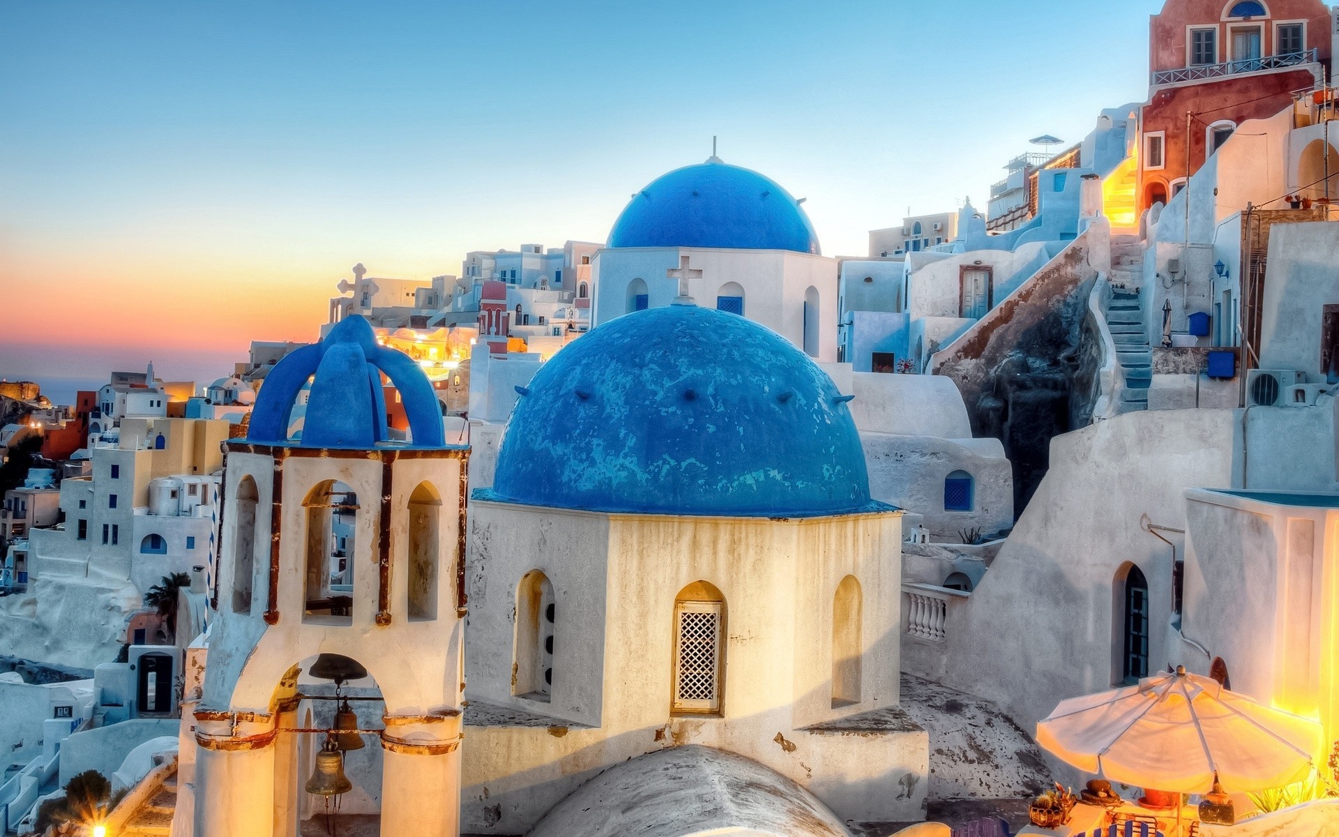 ciudad noche grecia santorini oia