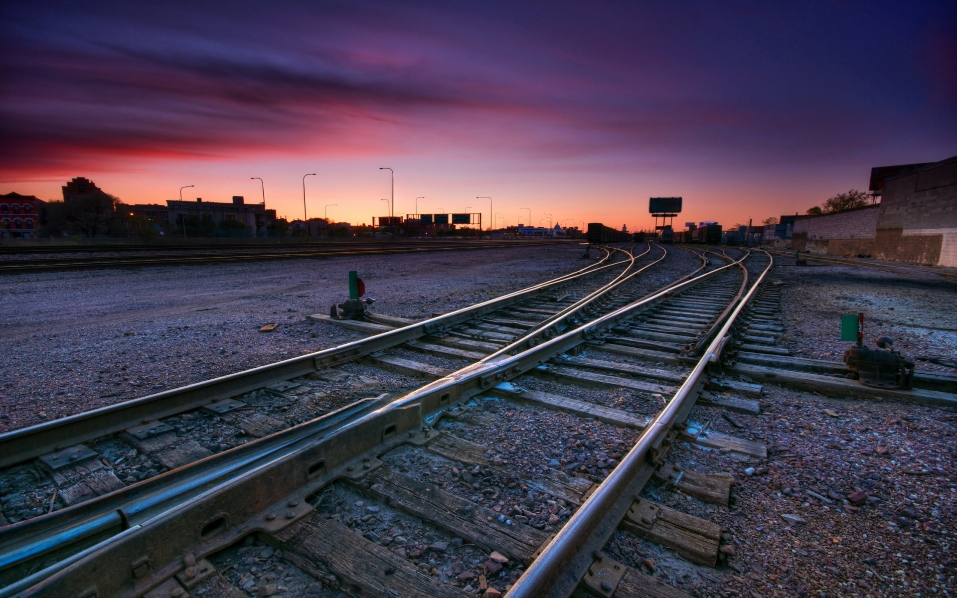 ferrocarril puesta del sol ciudad