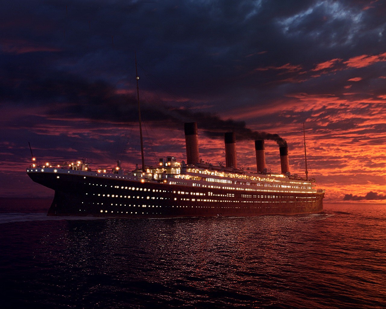titanic barco puesta de sol