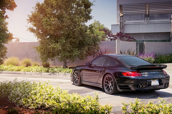 Coche de lujo negro con Spoiler