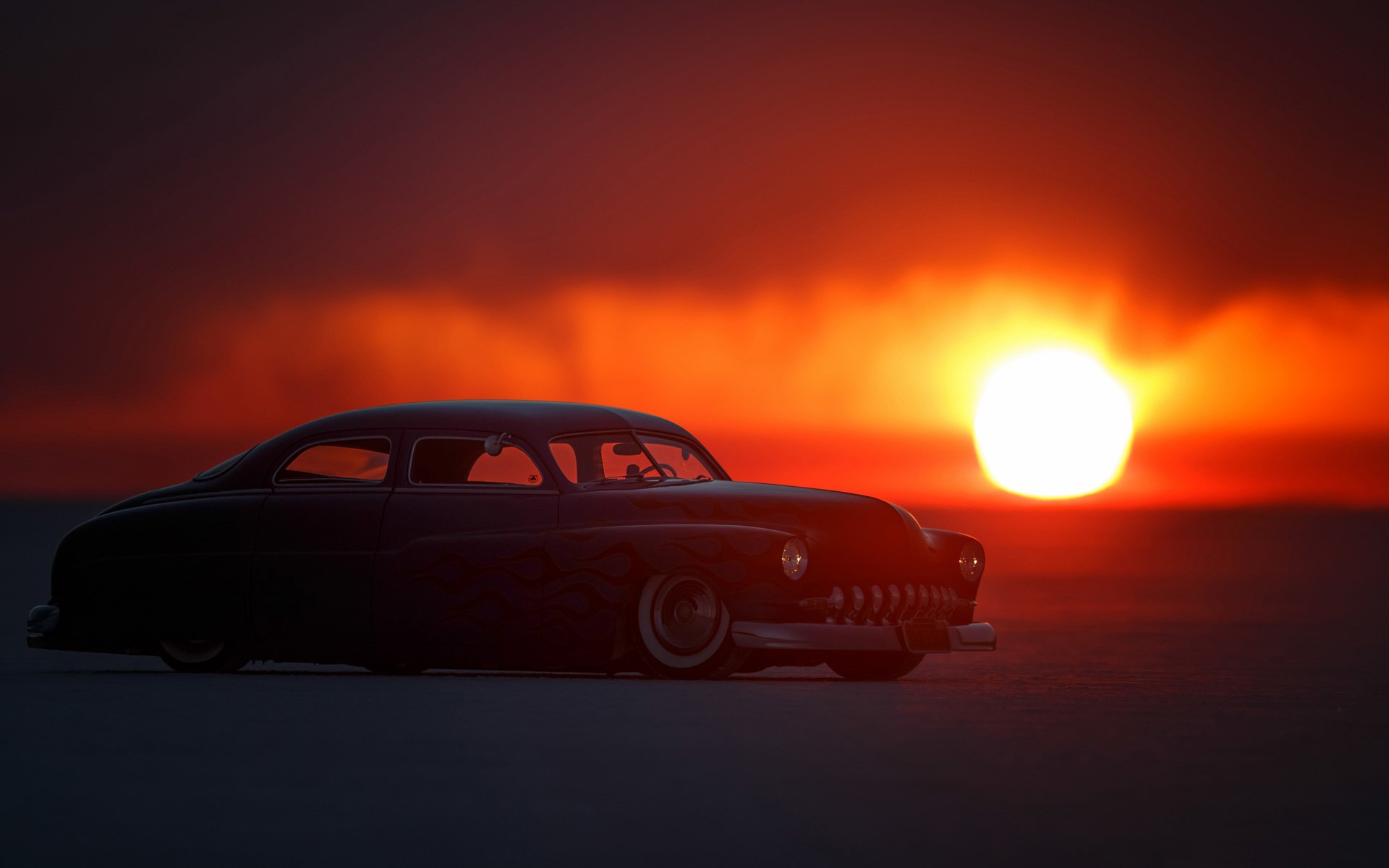 retro coche clásico amanecer