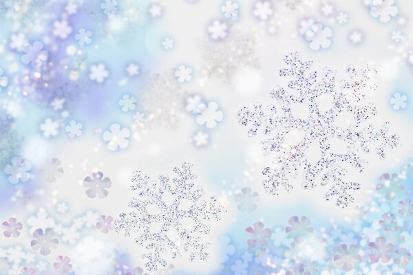 Copos de nieve blancos festivos en el frío