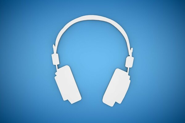 Logo auriculares blancos sobre fondo azul