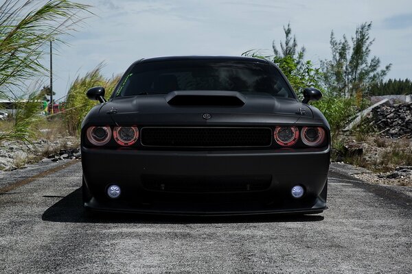 Dodge challenger negro mate