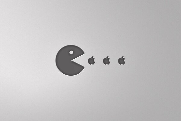 El emoticono de pacman se come una manzana