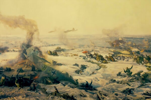 Un fragmento de una pintura sobre un tema militar