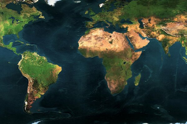 Mapa geográfico que muestra los continentes