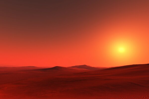 Puesta de sol rojo naranja en el desierto