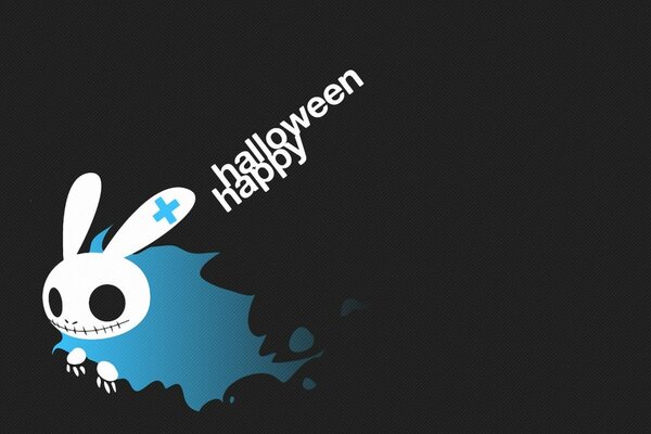 Conejito de Halloween de miedo sobre un fondo negro