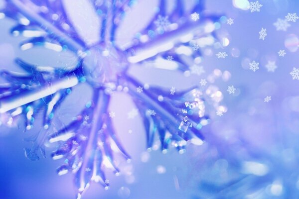 Azul centelleo copos de nieve, festivo, fondo de año nuevo