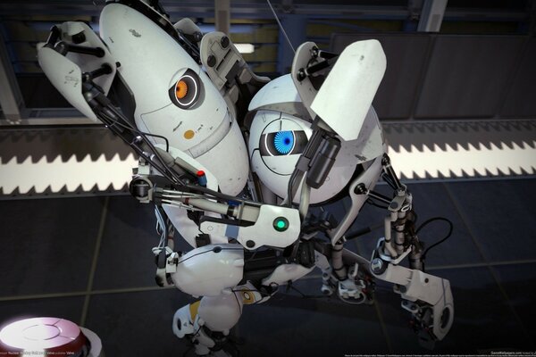 Dos robots abrazando el arte