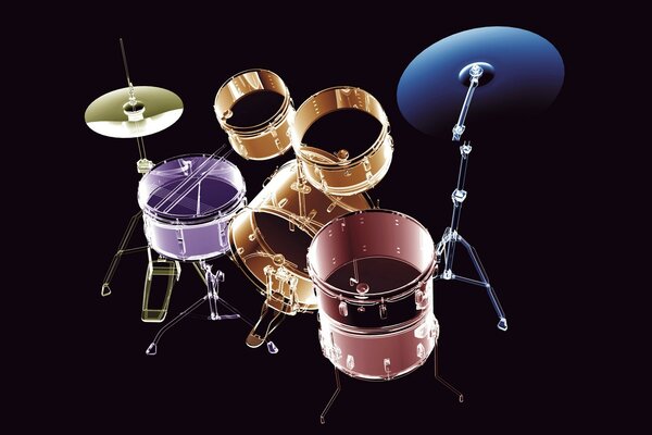 Instrumentos musicales - tambores, bajo rayos x