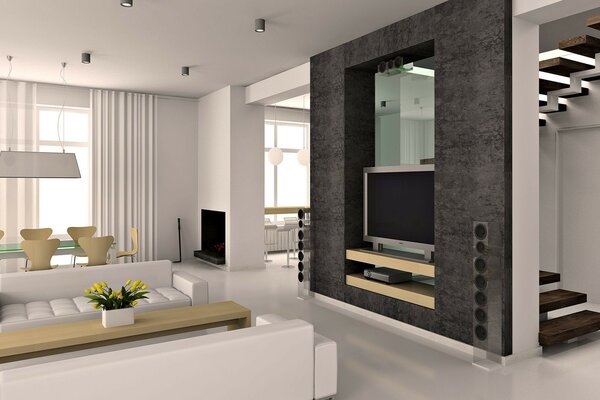 El interior de la casa en el estilo de minimalismo