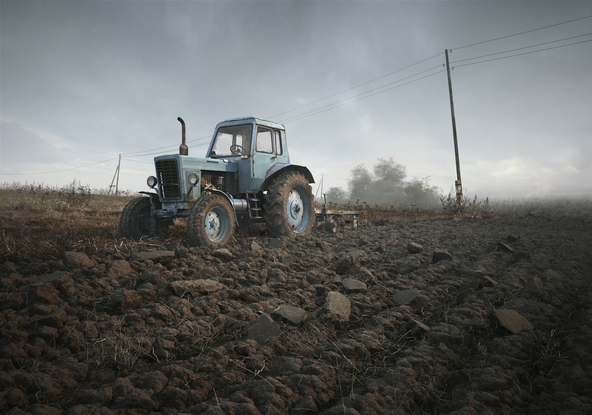 bielorrusia tractor campo 3d cielo