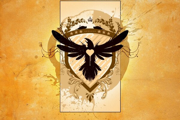 Escudo de armas con el emblema del Cuervo negro