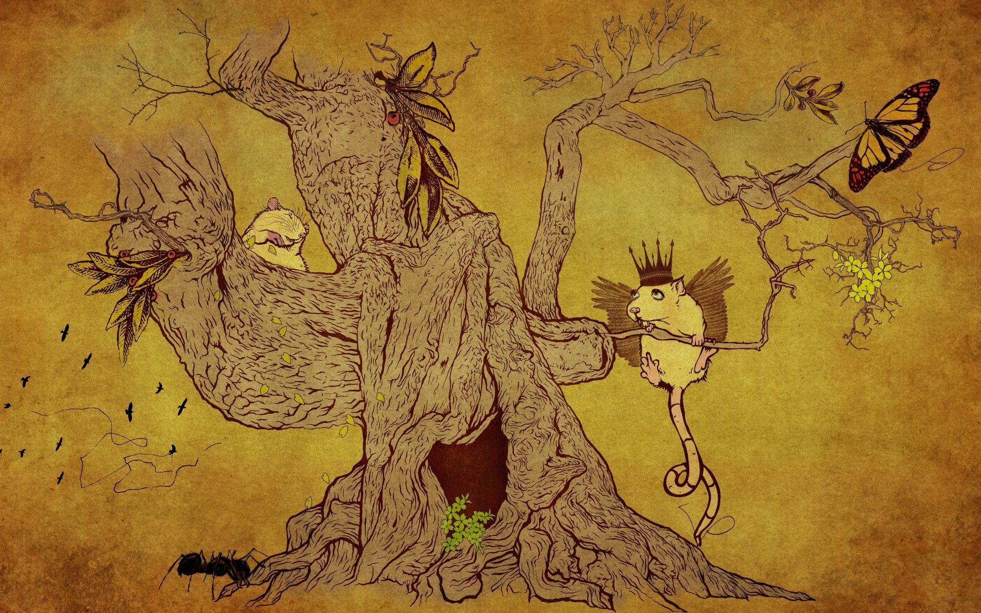 madera animales dibujo