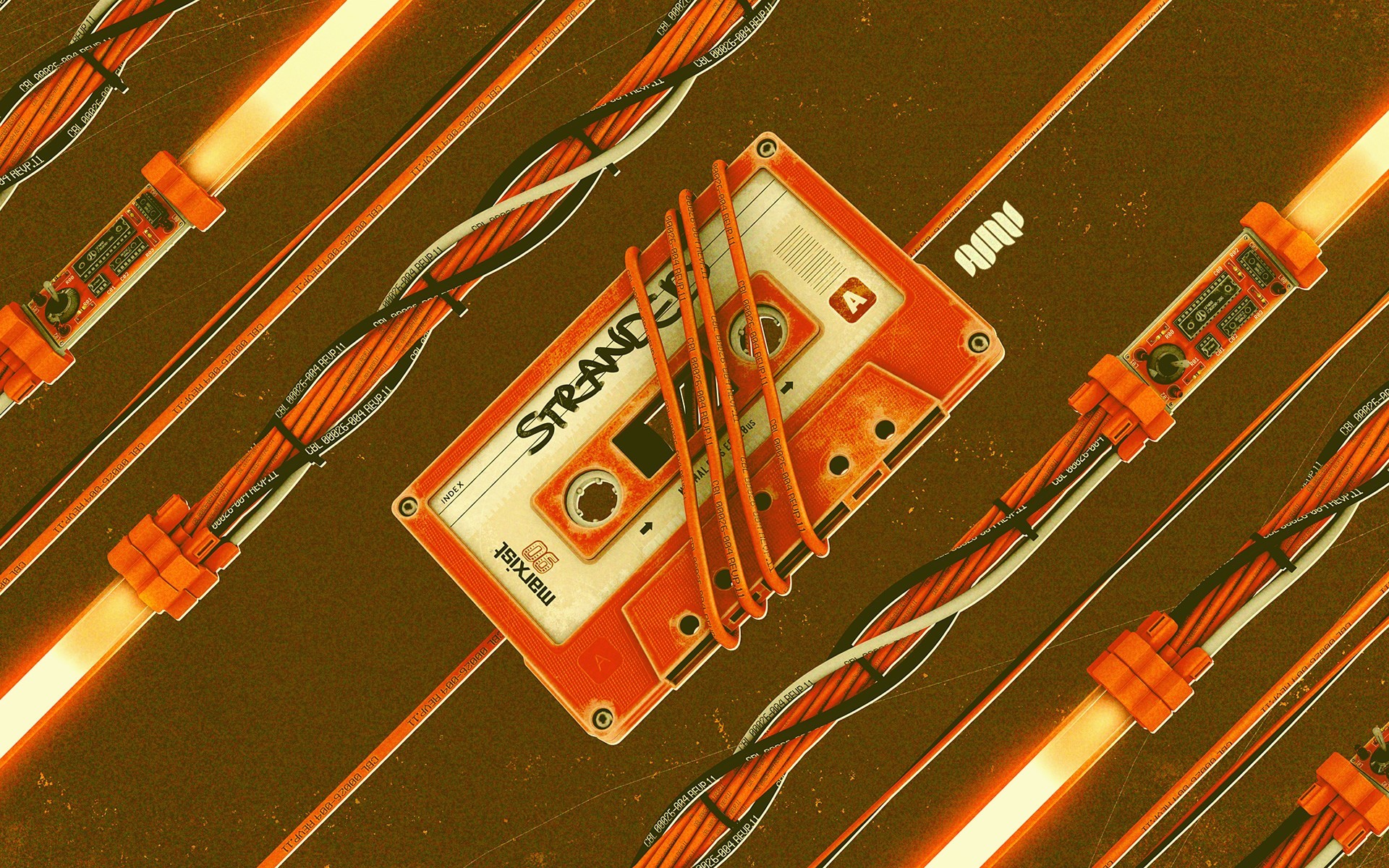 casete audio alambres naranja