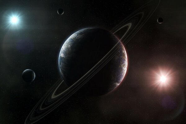 Enorme planeta entre los planetas con anillos