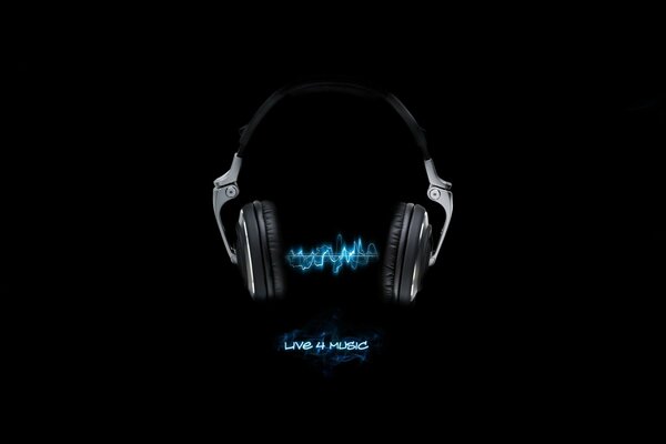 Auriculares y cremallera sobre fondo negro