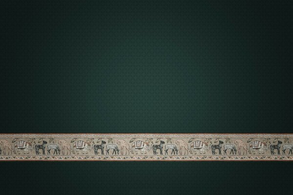 Línea beige con ovejas sobre fondo verde