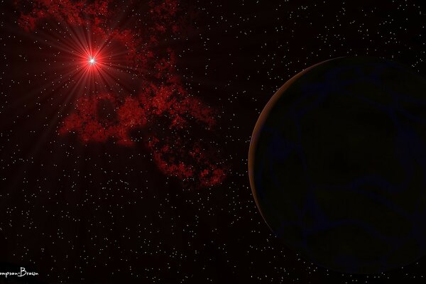 Dibujo gráfico de la Tierra bajo la radiación roja