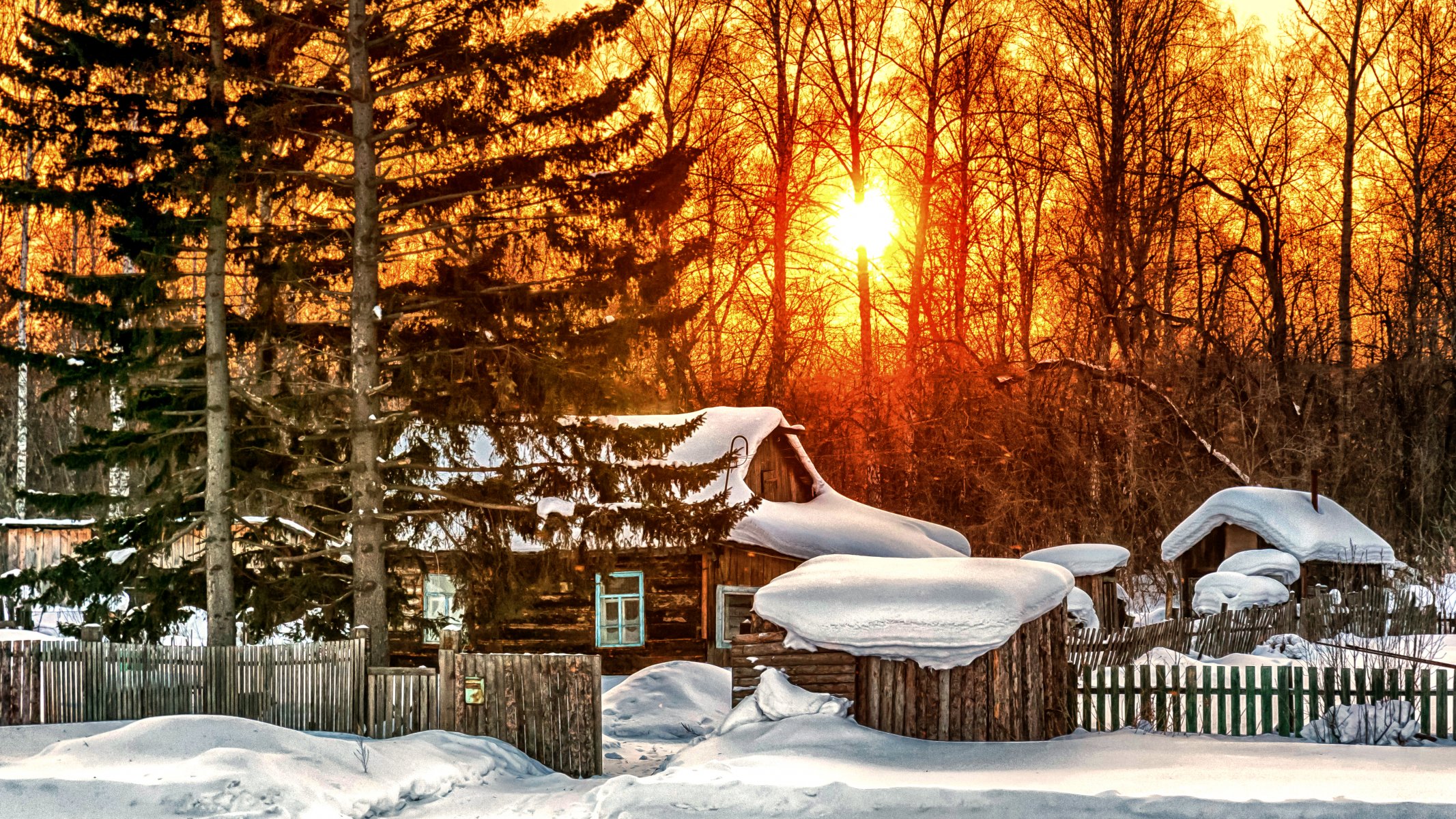naturaleza cielo amanecer invierno nieve paisaje casa