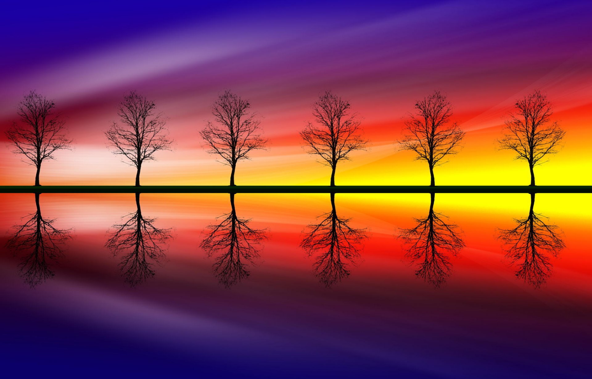 árboles colores reflexión