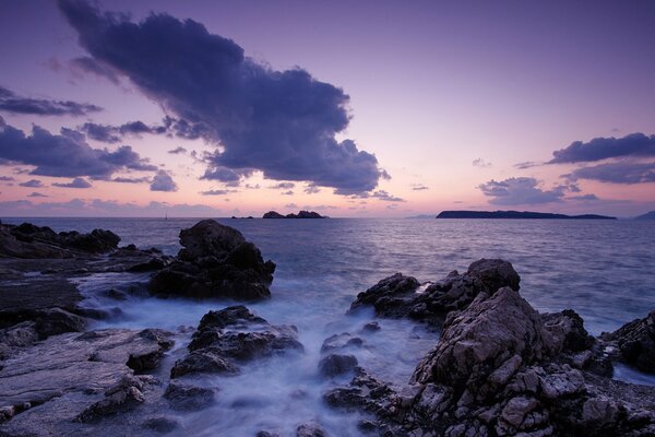 Croacia mar puesta de sol hermosa foto