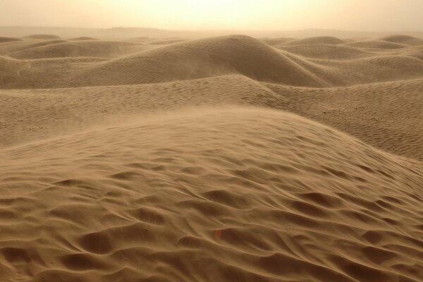 Vientos de arena en las dunas del desierto caliente
