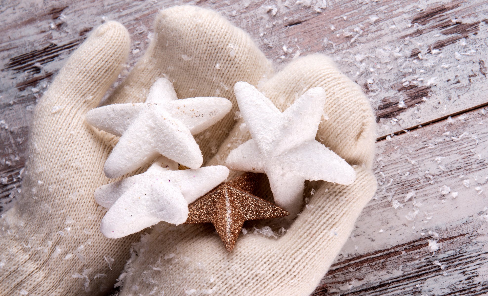 mitones estrellas nieve invierno