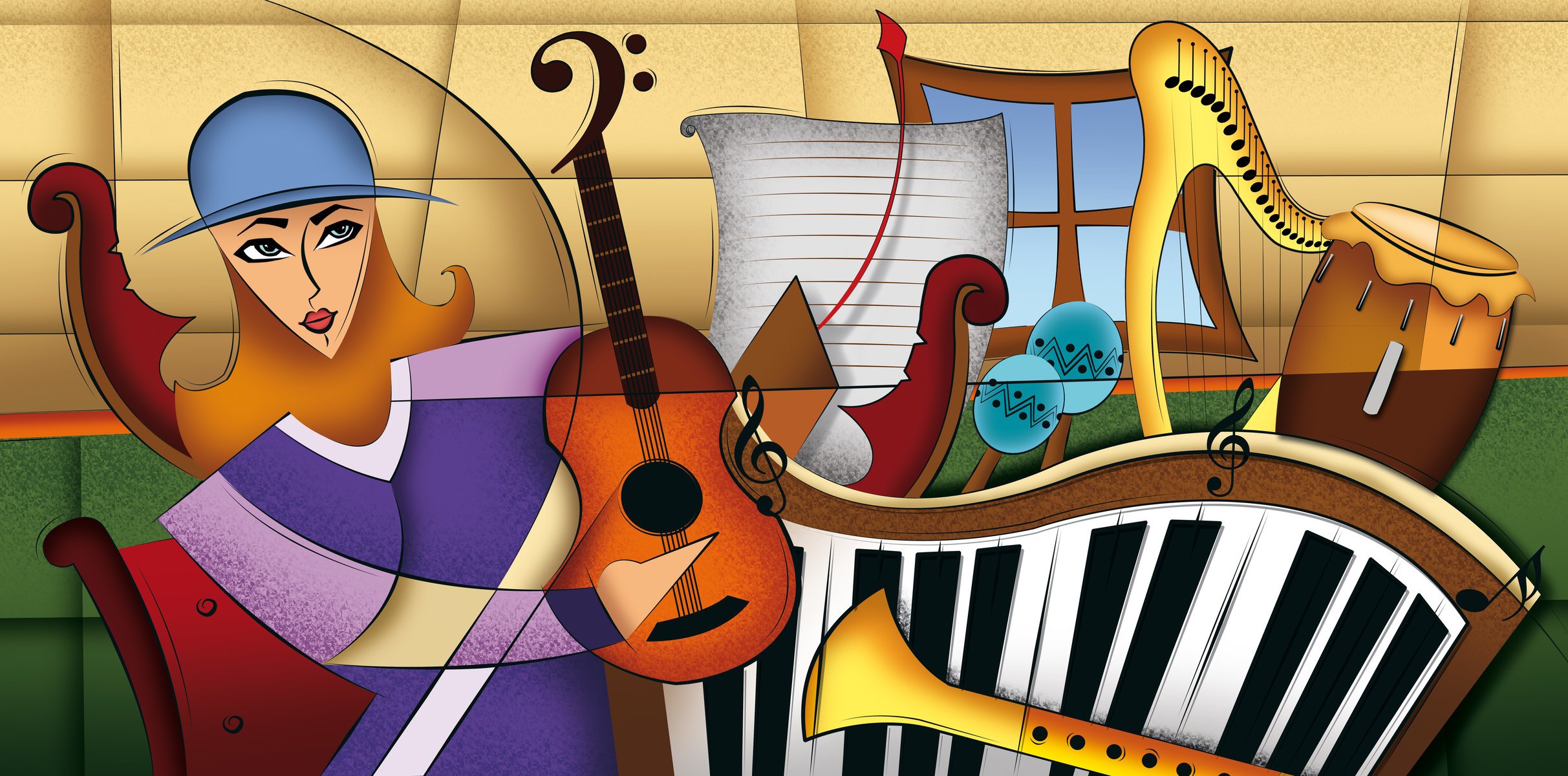 música instrumentos color composición