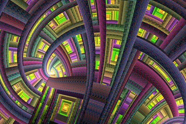 Túnel de cuento de hadas con patrones multicolores