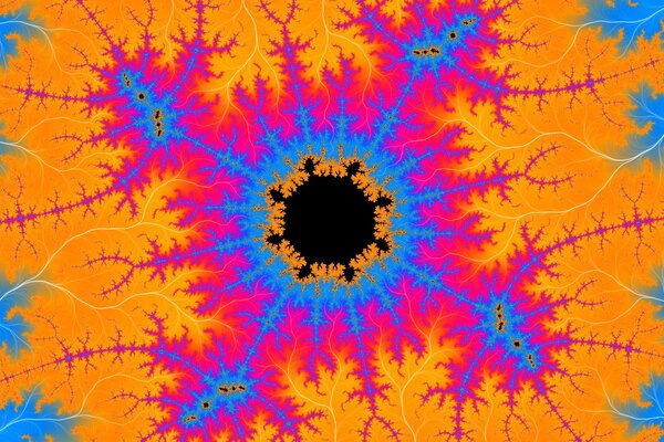 Simetría brillante con coloridos patrones de rayos