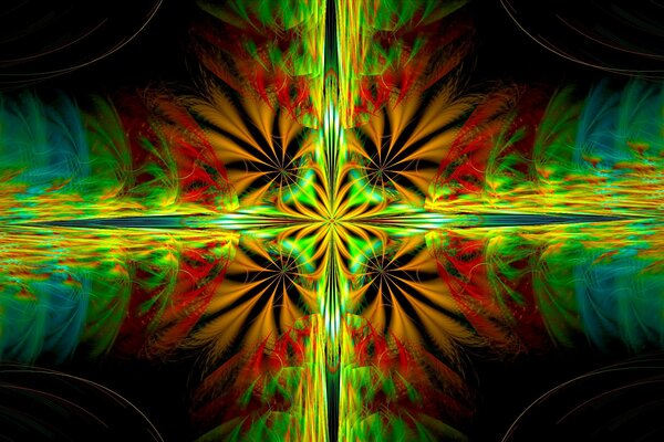 Patrón de flores reflexión de simetría