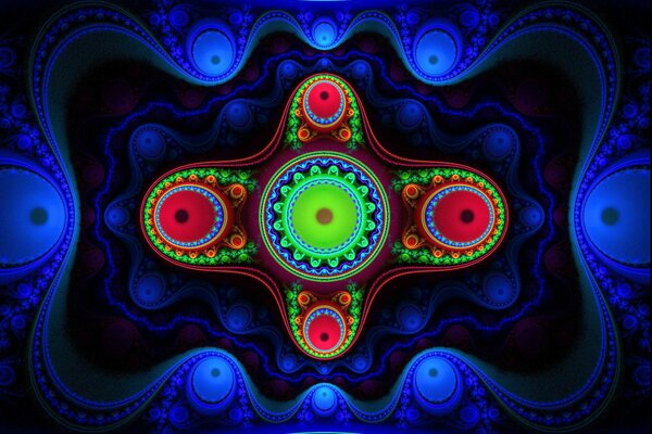 Fantasía simétrica gráficos de colores brillantes