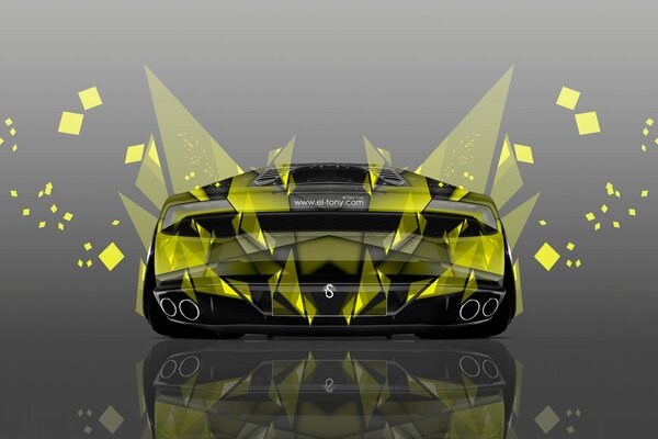 Lamborghini verde sobre fondo gris